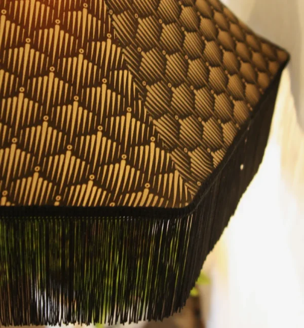 Abat jour "Charleston" suspension hexagonale couture